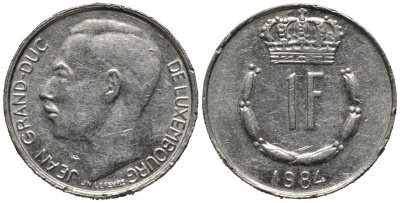 Люксембург 1 франк 1984 герцог Жан (1964-1999) KM 55 медно-никель 4577-1126