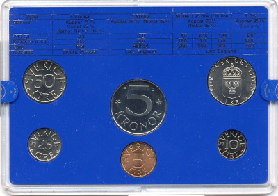 Швеция набор монетного двора из 6 монет 1983 в пластике, Карл XVI Густав (1973- ) KM MS27 UNC 5-4-2-72