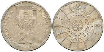 Португалия 20 эскудо 1988 KM 634 медно-никель 4148-525