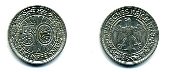 Германия 50 рейхспфеннигов 1929 А KM 49, J. 324 никель 46-1831