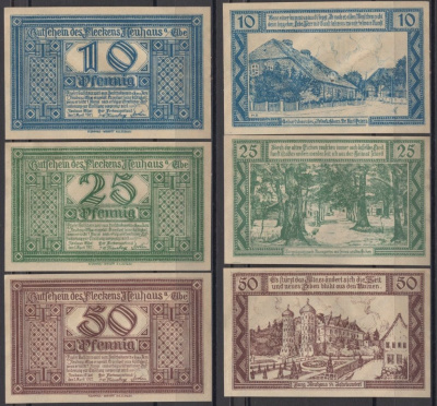 Нойхаус полный набор из 3 нотгельдов (10, 25 и 50 пфеннигов) 1921 DeNG 2 946.1 бумага UNC (пресс) 7556-45-3-2