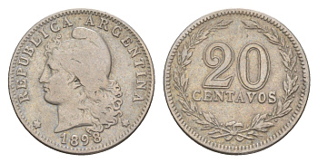 Аргентина 20 сентаво 1898 KM 36 медно-никель 4651-968