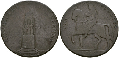 Великобритания, Уорвикшир 1/2 пенни 1795 Dalton & Hamer 246-9, 251/2 медь 4140-1245