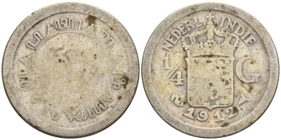 Нидерландская Восточная Индия 1/4 гульдена 1912 KM 312 серебро 4174-758