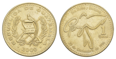 Гватемала 1 кетсаль 2000 KM 284 никель латунь 4642-833