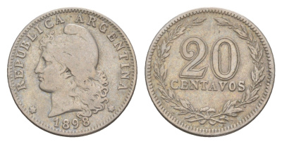 Аргентина 20 сентаво 1898 KM 36 медно-никель 4651-968
