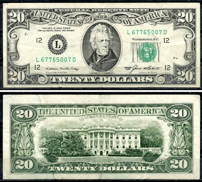 США 20 долларов 1985 L - Сан-Франциско, Калифорния Pick 477 бумага 6294-24-2-1