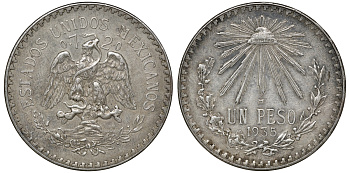 Мексика 1 песо 1935 редкий год KM 455 серебро 4179-315