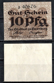 Айзенберг (Тюрингия) 10 пфеннигов 1918 Mehl Grabowski E11.5a бумага UNC (пресс) 7555-57-1-1