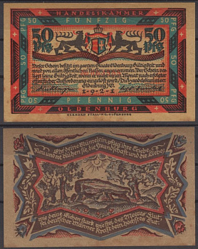 Ольденбург 50 пфеннигов 1921 Grabowski 1017.1-4/6 бумага UNC (пресс) 8601-12-2-1