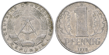 ГДР 1 пфенниг 1975 А KM 8.1 алюминий 4615-1249