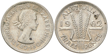 Австралия 3 пенса 1962 Елизавета II (1952-2022) KM 57 серебро 4623-115
