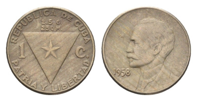Куба 1 сентаво 1958 год-тип KM 30 медно-никель 4668-837