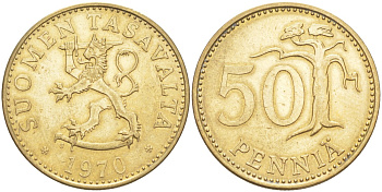 Финляндия 50 пенни 1970 S KM 48 алюминиевая бронза 4402-1052