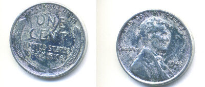 США 1 цент 1943 S (Сан-Франциско), Авраам Линкольн KM 132a сталь плакированная цинком 4392-725