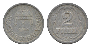 Венгрия 2 филлера 1944 BP KM 519 цинк 4664-919
