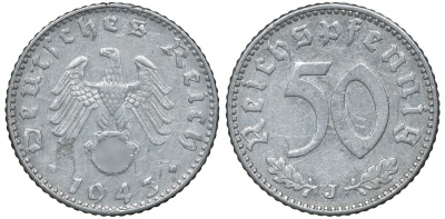 Германия 50 рейхспфеннигов 1943 J J. 372, KM 96 алюминий 72-1336