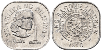 Филиппины 1 сентимо 1976 вождь острова Мактан Лапу-Лапу KM 205 алюминий  UNC  220-1148