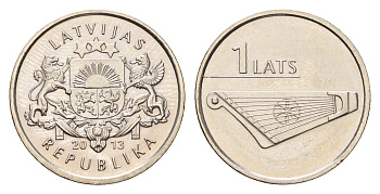 Латвия 1 лат 2013 Кокле KM 142 медно-никель UNC 4679-414