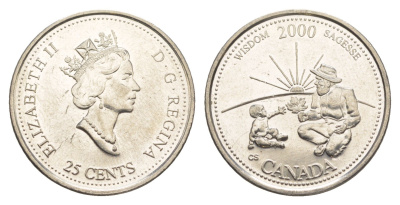 Канада 25 центов 2000 Миллениум - Мудрость KM 378 сталь плакированная никелем aUNC 4637-932
