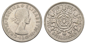 Великобритания 2 шиллинга (флорин) 1965 Елизавета II (1952-2022) KM 906, Spink 4146 медно-никель 4663-323