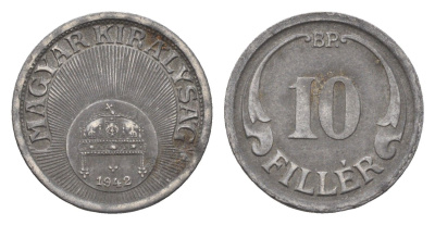 Венгрия 10 филлеров 1942 BP KM 507a железо 4664-962