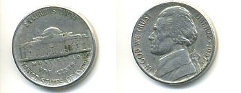 США 5 ЦЕНТОВ 1987 P ДЖЕФФЕРСОН KM А192 медно-никель 86-616