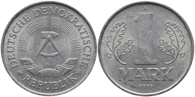ГДР 1 МАРКА 1977 А KM 35.2 алюминий 33-325