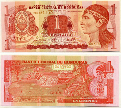 Гондурас 1 ЛЕМПИРА 2000 14 декабря 2000 Pick 84а бумага UNC (пресс) 2196-25-2-1