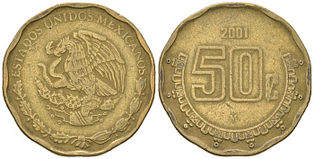Мексика 50 сентаво 2001 M KM 549 алюминиевая бронза 4591-123