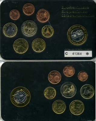 Словения евронабор из 8 монет + 1 евро пробник 2007 2 евро юбилейные, в пластике  биметалл  UNC  1181-1-12