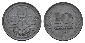 Нидерланды 10 центов 1941 Вильгельмина (1890-1948) KM 173 цинк 3996-721