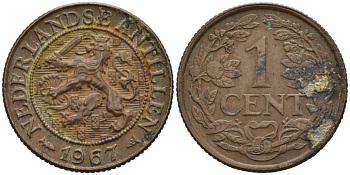 Нидерландские Антилы 1 цент 1967 Юлиана (1948-1980) KM 1 бронза 4564-532