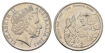 Австралия 20 центов 2005 60 лет со дня окончания Второй Мировой войны KM 745 медно-никель 4652-154