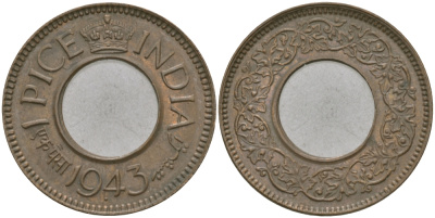 Британская Индия 1 пайс 1944 Георг VI (1936-1952) KM 533 бронза 33-1017