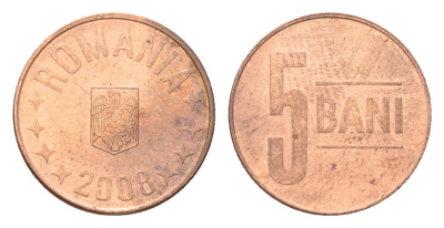 Румыния 5 бань (бани) 2008 KM 190 сталь плакированная медью 4705-765