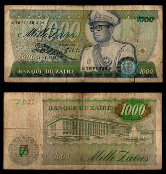 Заир 1000 заиров 1985 Pick 31 бумага 8602-10-1-1