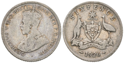 Австралия 6 пенсов 1926 Георг V (1910-1936) KM 25 серебро 4396-1169