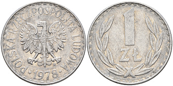 Польша 1 злотый 1978 MW KM 49.1 алюминий    4161-212