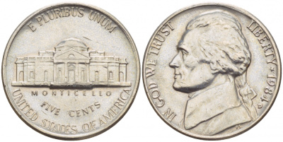 США 5 ЦЕНТОВ 1984 D, ДЖЕФФЕРСОН KM А192 медно-никель 4546-1157