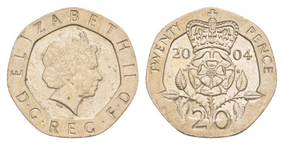 Великобритания 20 пенсов 2004 Елизавета II (1952-2022) KM 990, Spink 4630 (G3) медно-никель 4639-932