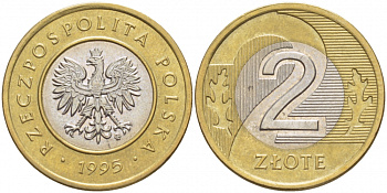 Польша 2 злотых 1995 MW KM 283 биметалл 4523-1051
