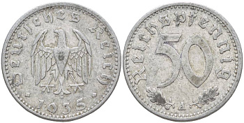 Германия 50 рейхспфеннигов 1935 А KM 87, J. 368 алюминий 4551-1223