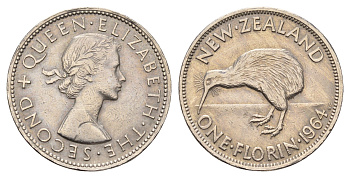 Новая Зеландия 2 шиллинга (флорин) 1964 Георг VI (1936-1952) KM 28.2 медно-никель 89-1351