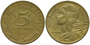 ФРАНЦИЯ 5 САНТИМОВ 1979 ТИП MARIANNE KM 929 медь алюминий никель 218-1218
