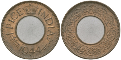 Британская Индия 1 пайс 1944 Георг VI (1936-1952) KM 533 бронза 33-1051