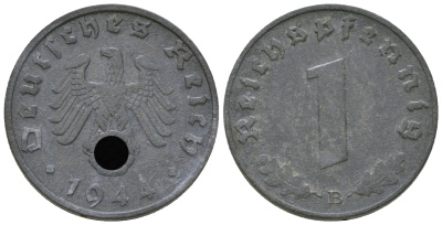 Германия 1 рейхспфенниг 1944 B KM 97, J. 369 цинк 4668-1146