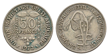 Западная Африка (BCEAO) 50 франков 1972 Центральный банк государств Западной Африки KM 6 медно-никель 4643-752