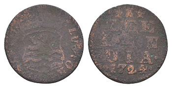 Нидерланды, Голландская Республика, Зеландия 1 дуит 1724 KM 81 медь 4655-527