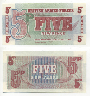 АНГЛИЯ 5 ПЕНСОВ 1972 ДЛЯ ВООРУЖЕННЫХ СИЛ Pick M44 бумага 7183-11-1